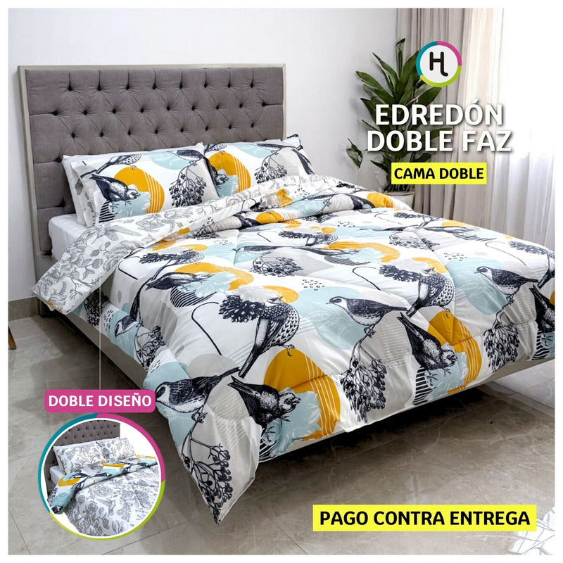 Edredón Doble Faz Estampado Alondra Cama Doble 140x190cm