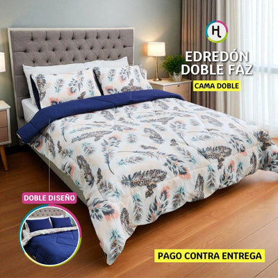 Edredón Doble Faz Estampado Nativo Cama Doble 140x190cm