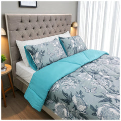 Edredón Doble Faz Estampado Celeste Cama Doble 140x190cm