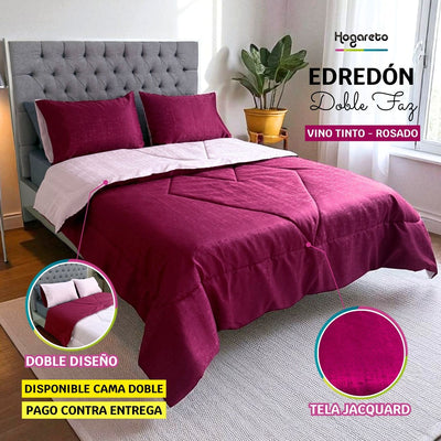 Edredón Doble Faz Merlot Cama Doble 140x190cm