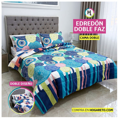 Edredón Doble Faz Cama Doble Colores 140x190cm