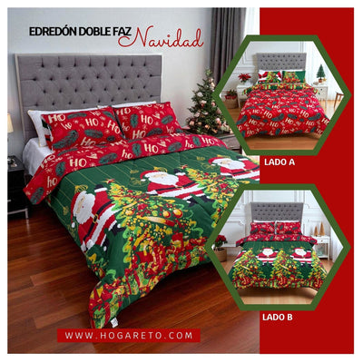 Edredón Doble Faz Navidad Cama Doble 140x190cm 🎄