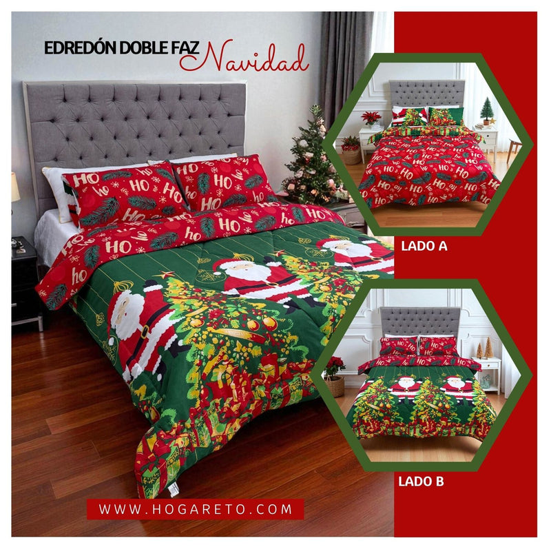 Edredón Doble Faz Navidad Cama Doble 140x190cm 🎄