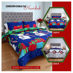 Edredón Doble Faz Navidad Cama Doble 140x190cm 🎄