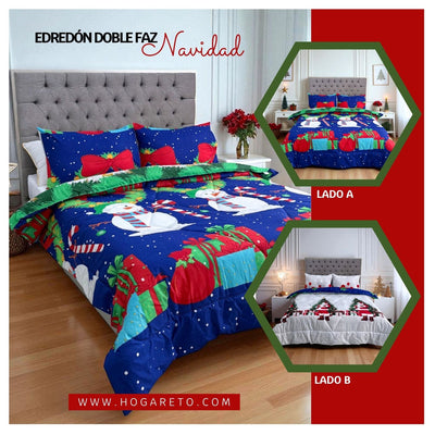 Edredón Doble Faz Navidad Cama Doble 140x190cm 🎄