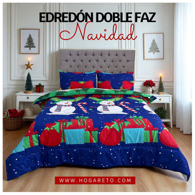 Edredón Doble Faz Navidad Cama Doble 140x190cm 🎄