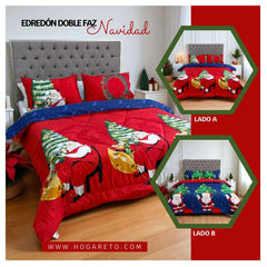 Edredón Doble Faz Navidad Cama Doble 140x190cm 🎄