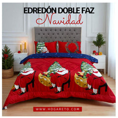 Edredón Doble Faz Navidad Cama Doble 140x190cm 🎄