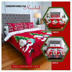 Edredón Doble Faz Navidad Cama Doble 140x190cm 🎄