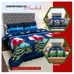 Edredón Doble Faz Navidad Cama Doble 140x190cm 🎄
