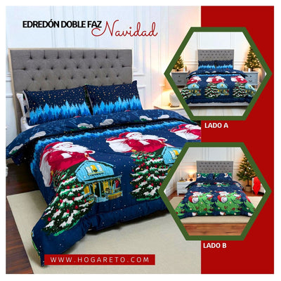 Edredón Doble Faz Navidad Cama Doble 140x190cm 🎄