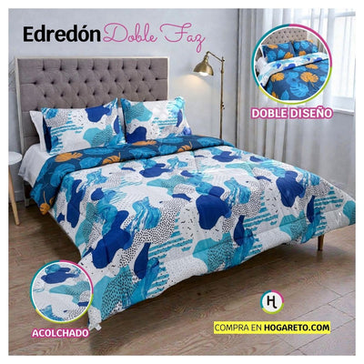 Edredón Doble Faz Cama Doble Aqua 140x190cm