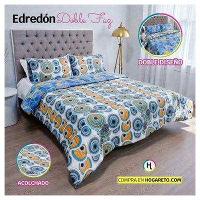 Edredón Doble Faz Cama Doble  Rettro 140x190cm