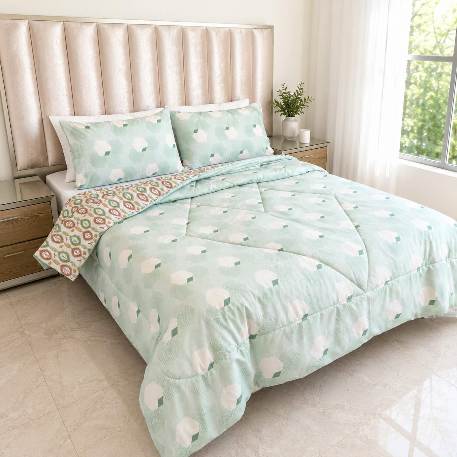 Edredón Doble Faz Cama Doble Botánico  140x190cm