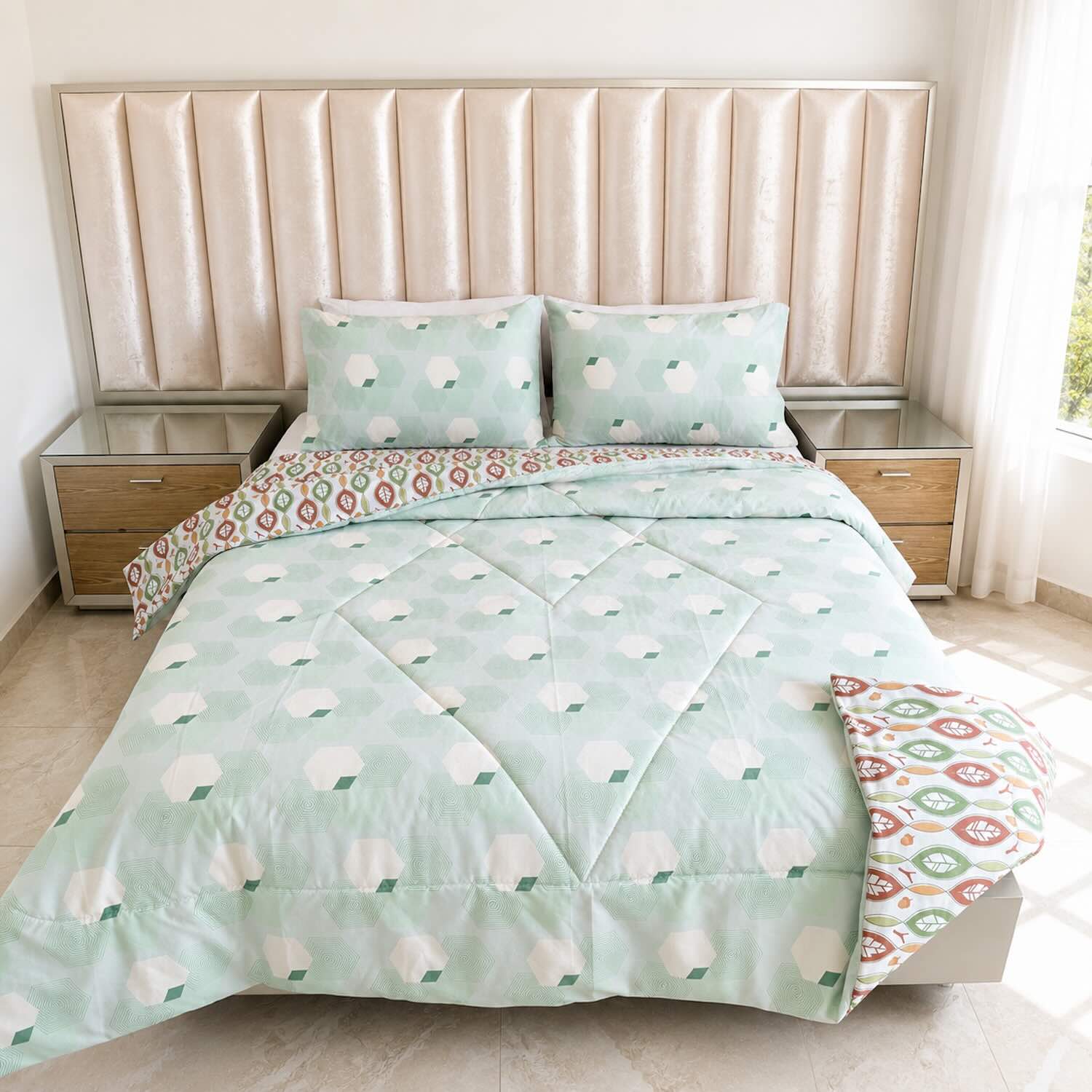Edredón Doble Faz Cama Doble Botánico  140x190cm
