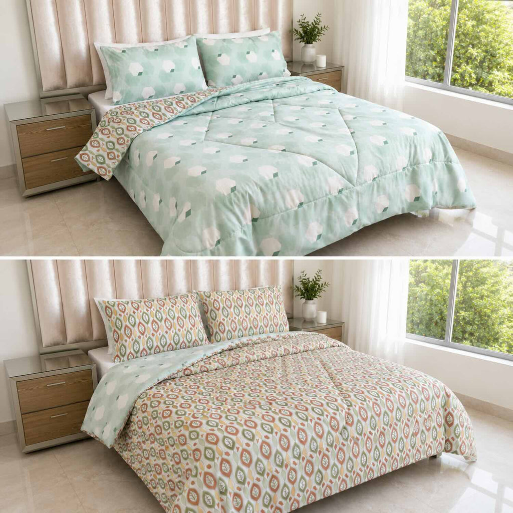 Edredón Doble Faz Cama Doble Botánico  140x190cm