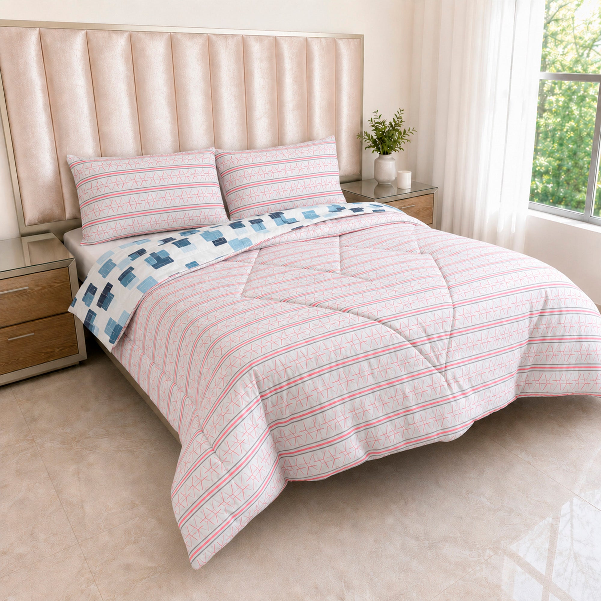 Edredón Doble Faz Cama Doble Cubo 140x190cm