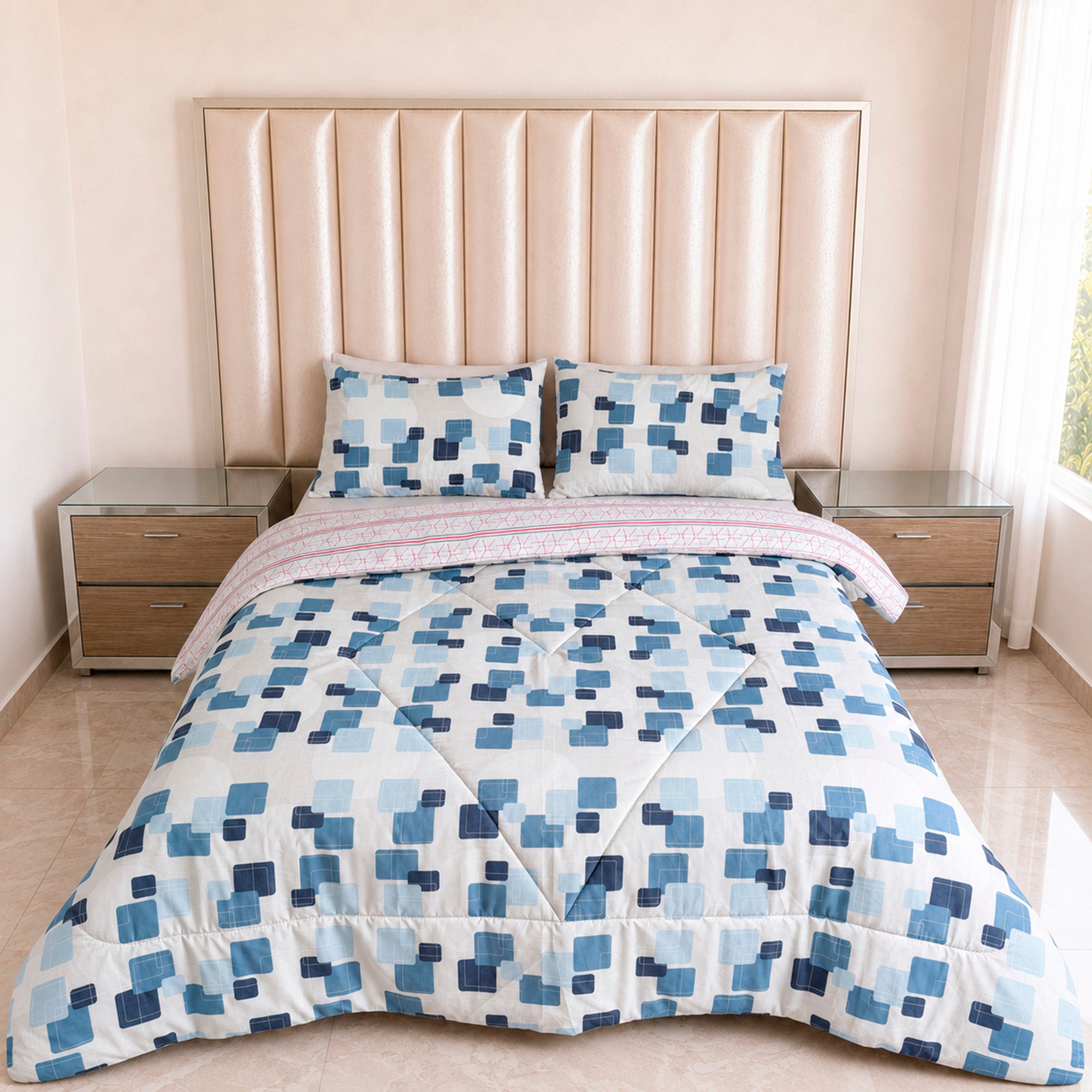 Edredón Doble Faz Cama Doble Cubo 140x190cm