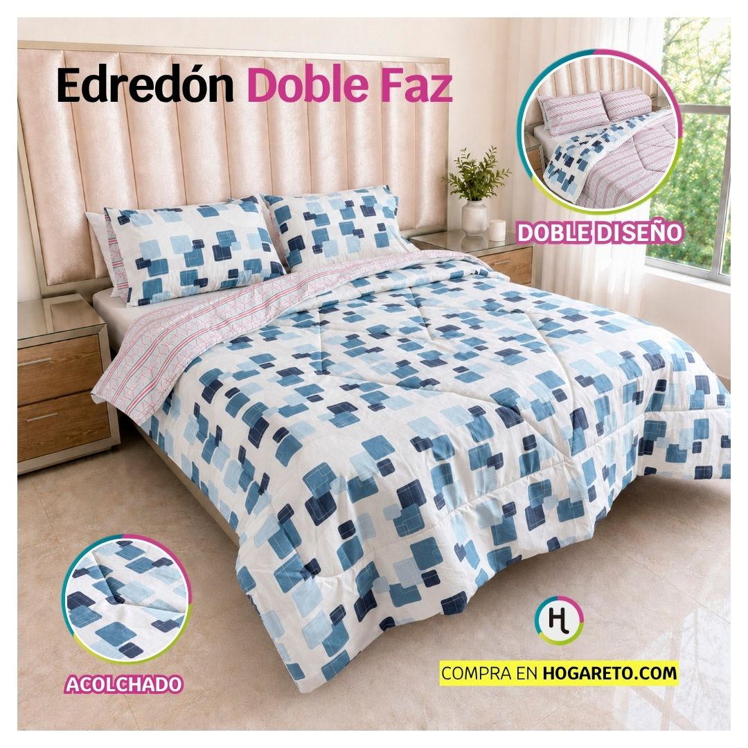 Edredón Doble Faz Cama Doble Cubo 140x190cm