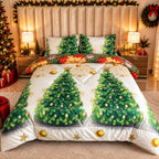 Edredón Doble Faz Navidad Cama Doble 140x190cm 🎄Árbol y Noel Verde