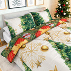 Edredón Doble Faz Navidad Cama Doble 140x190cm 🎄Árbol y Noel Verde