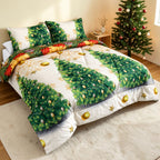 Edredón Doble Faz Navidad Cama Doble 140x190cm 🎄Árbol y Noel Verde