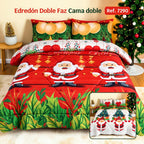 Edredón Doble Faz Navidad Cama Doble 140x190cm 🎄 Noel Rojo y Blanco