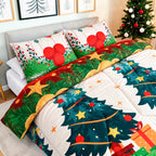 Edredón Doble Faz Navidad Cama Doble 140x190cm 🎄 Noel Rojo y Blanco