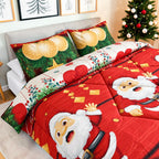 Edredón Doble Faz Navidad Cama Doble 140x190cm 🎄 Noel Rojo y Blanco