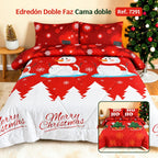 Edredón Doble Faz Navidad Cama Doble 140x190cm 🎄 Muñeco de Nieve