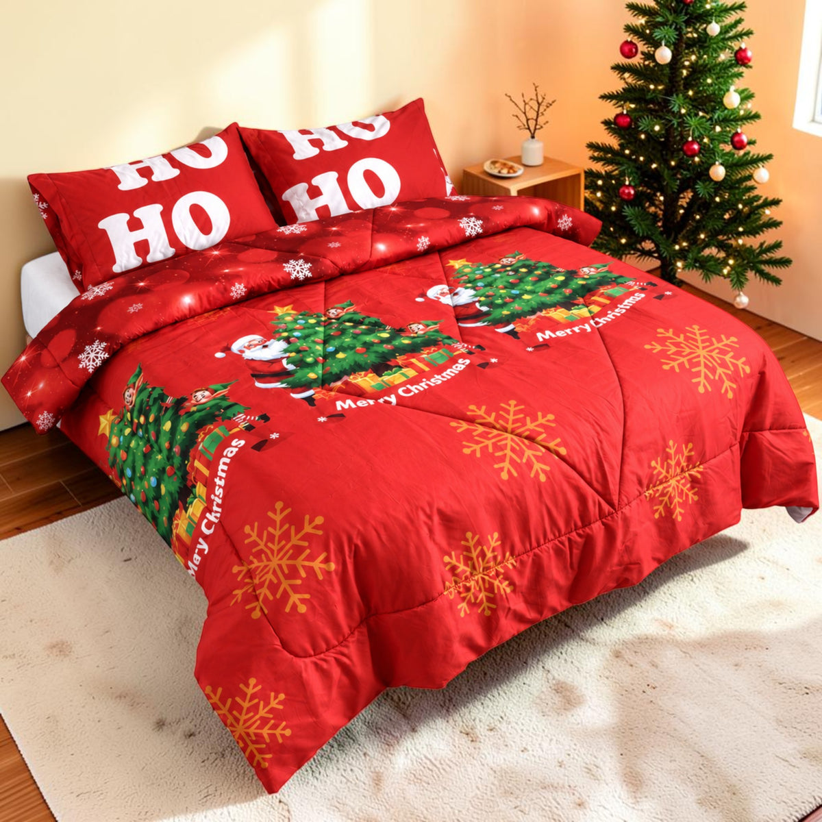 Edredón Doble Faz Navidad Cama Doble 140x190cm 🎄 Muñeco de Nieve