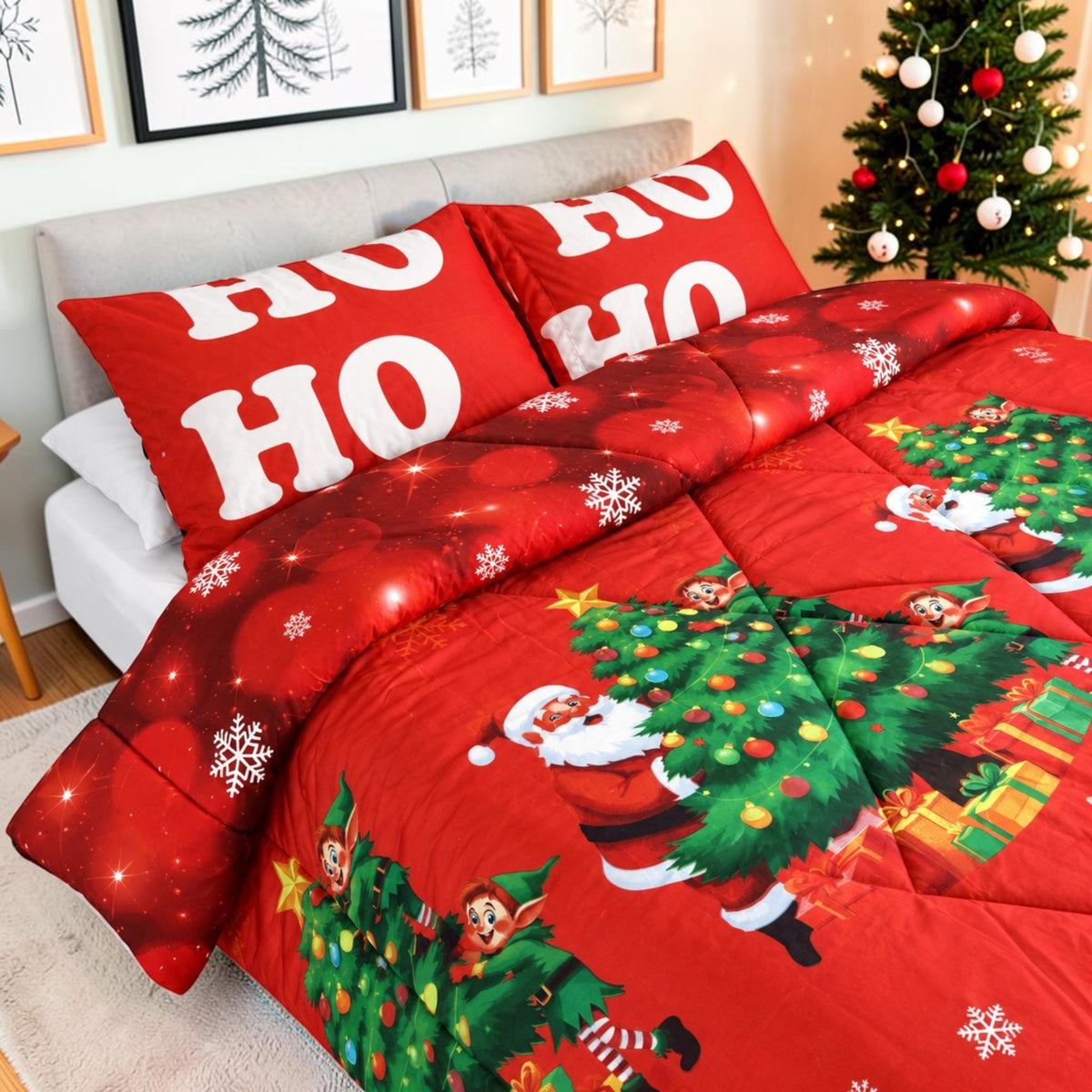 Edredón Doble Faz Navidad Cama Doble 140x190cm 🎄 Muñeco de Nieve