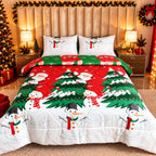 Edredón Doble Faz Navidad Cama Doble 140x190cm 🎄 Oso Polar Verde