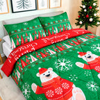 Edredón Doble Faz Navidad Cama Doble 140x190cm 🎄 Oso Polar Verde