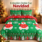 Edredón Doble Faz Navidad Cama Doble 140x190cm 🎄 Oso Polar Verde