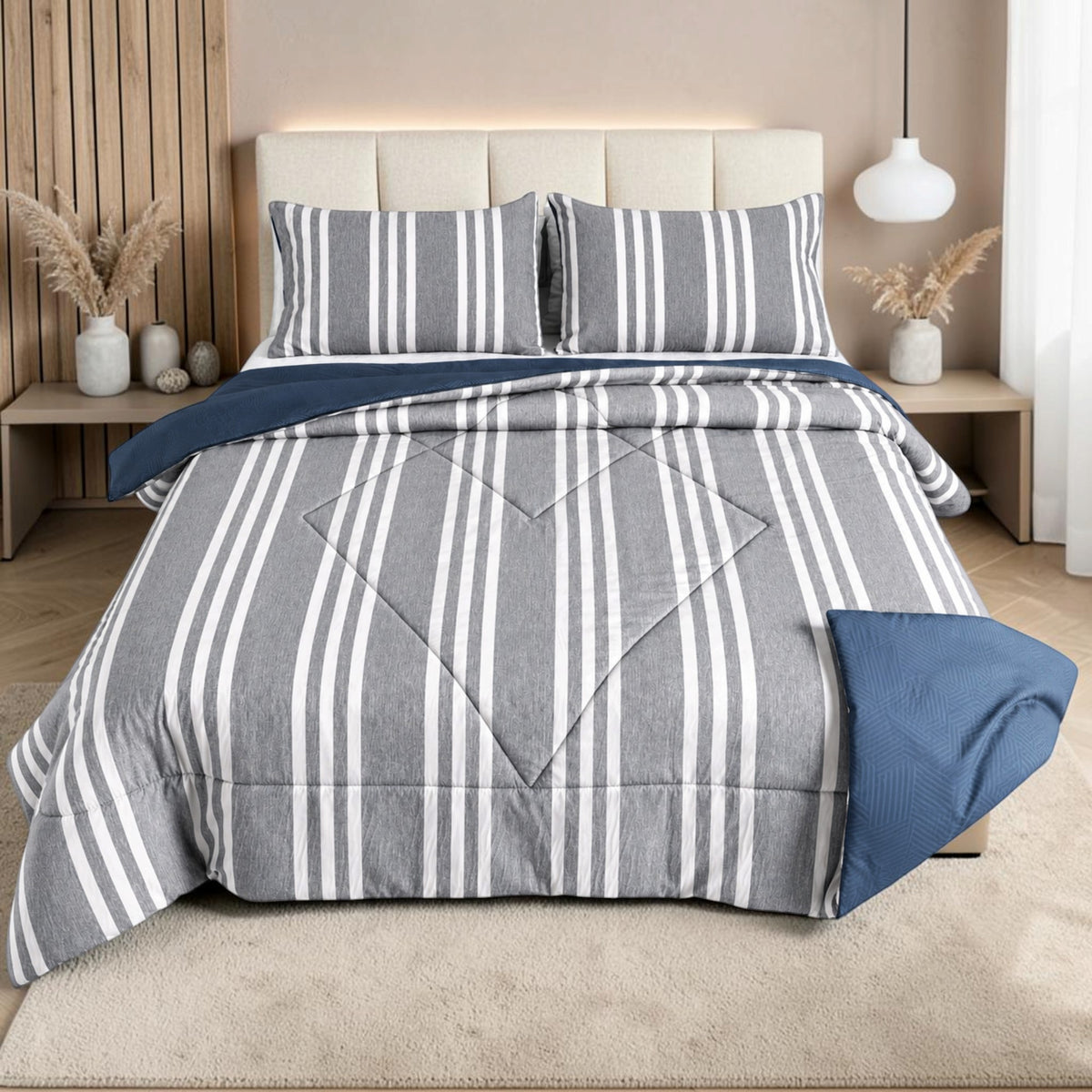 Edredón Doble Faz Lineal Cama Doble  140x190cm