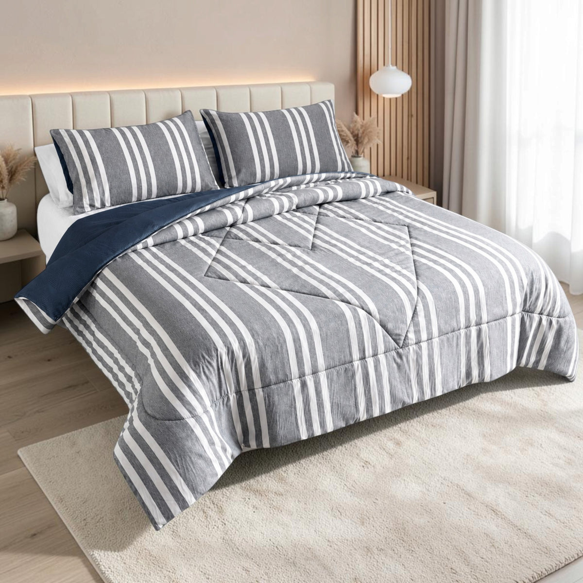 Edredón Doble Faz Lineal Cama Doble  140x190cm