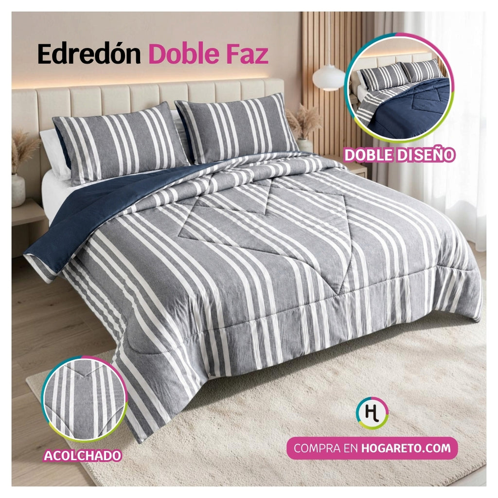 Edredón Doble Faz Lineal Cama Doble  140x190cm