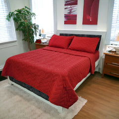 ¡PRECIO ESPECIAL! Edredón Unifaz Cama Doble 140x190cm Rojo