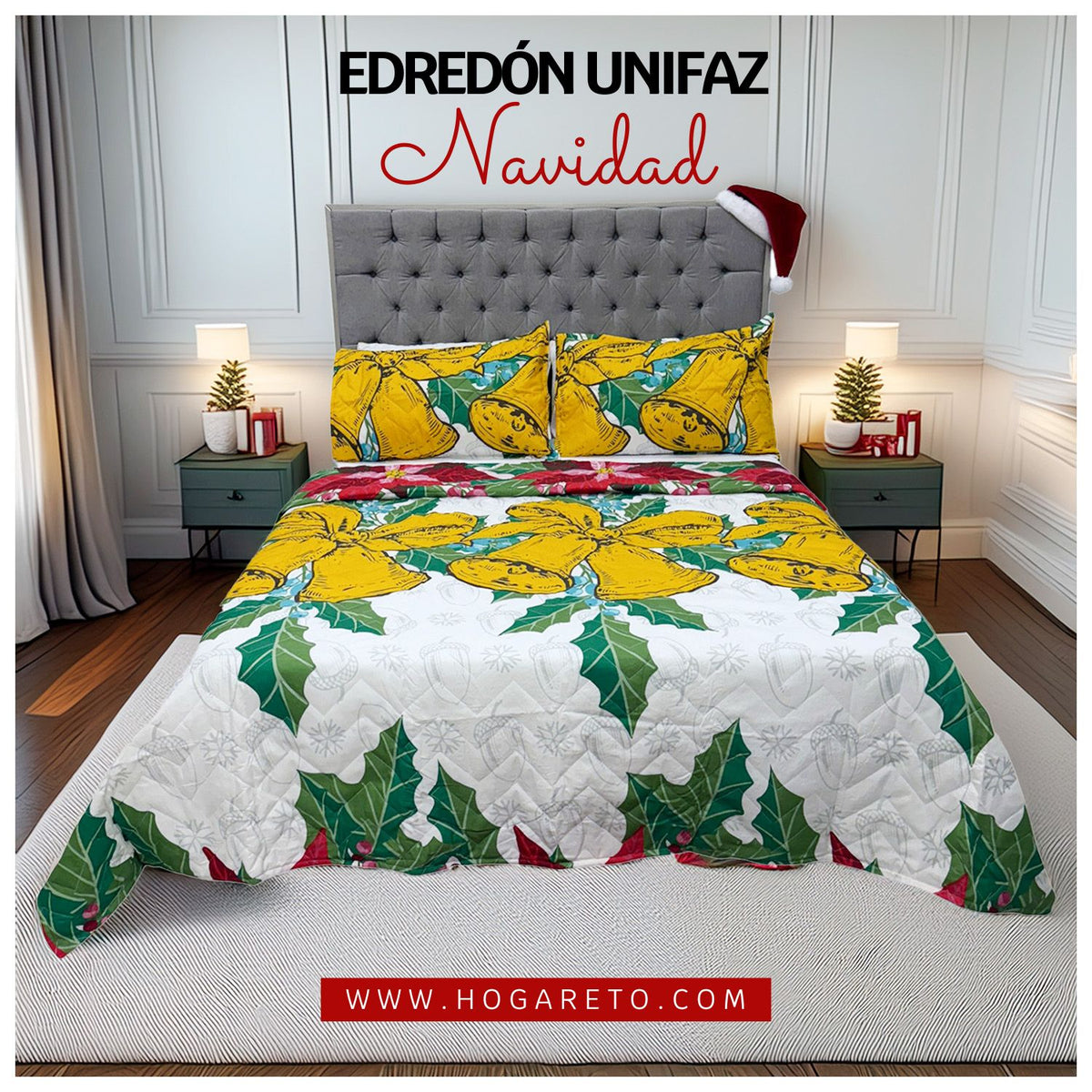 Edredón Unifaz Navidad Cama Doble 140x190cm 🎄