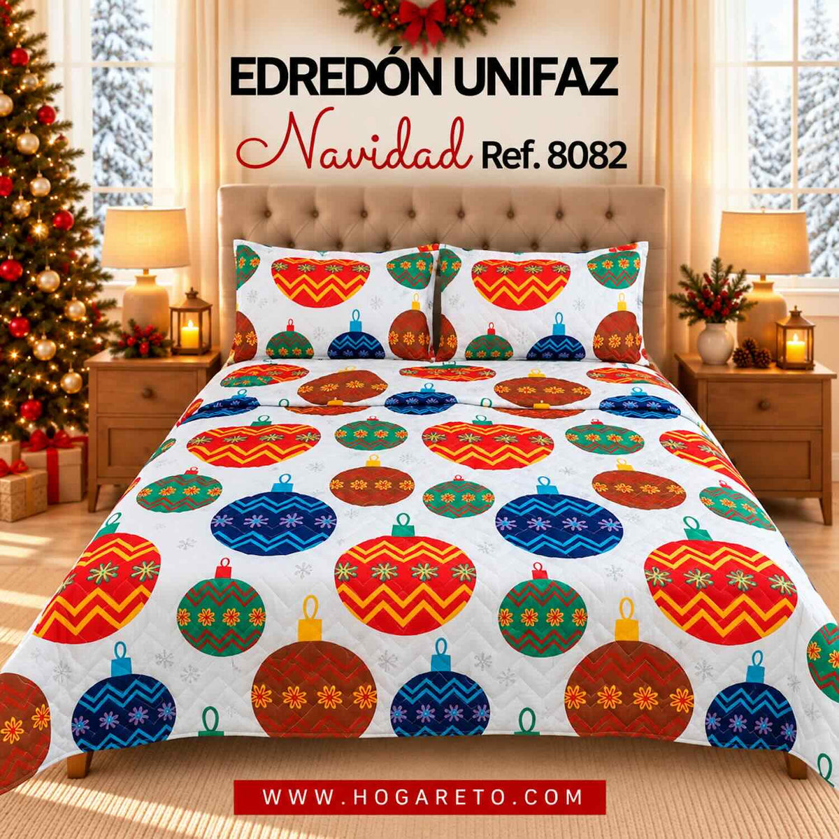 Edredón Navideño Unifaz Cama Doble 140x190cm 🎄