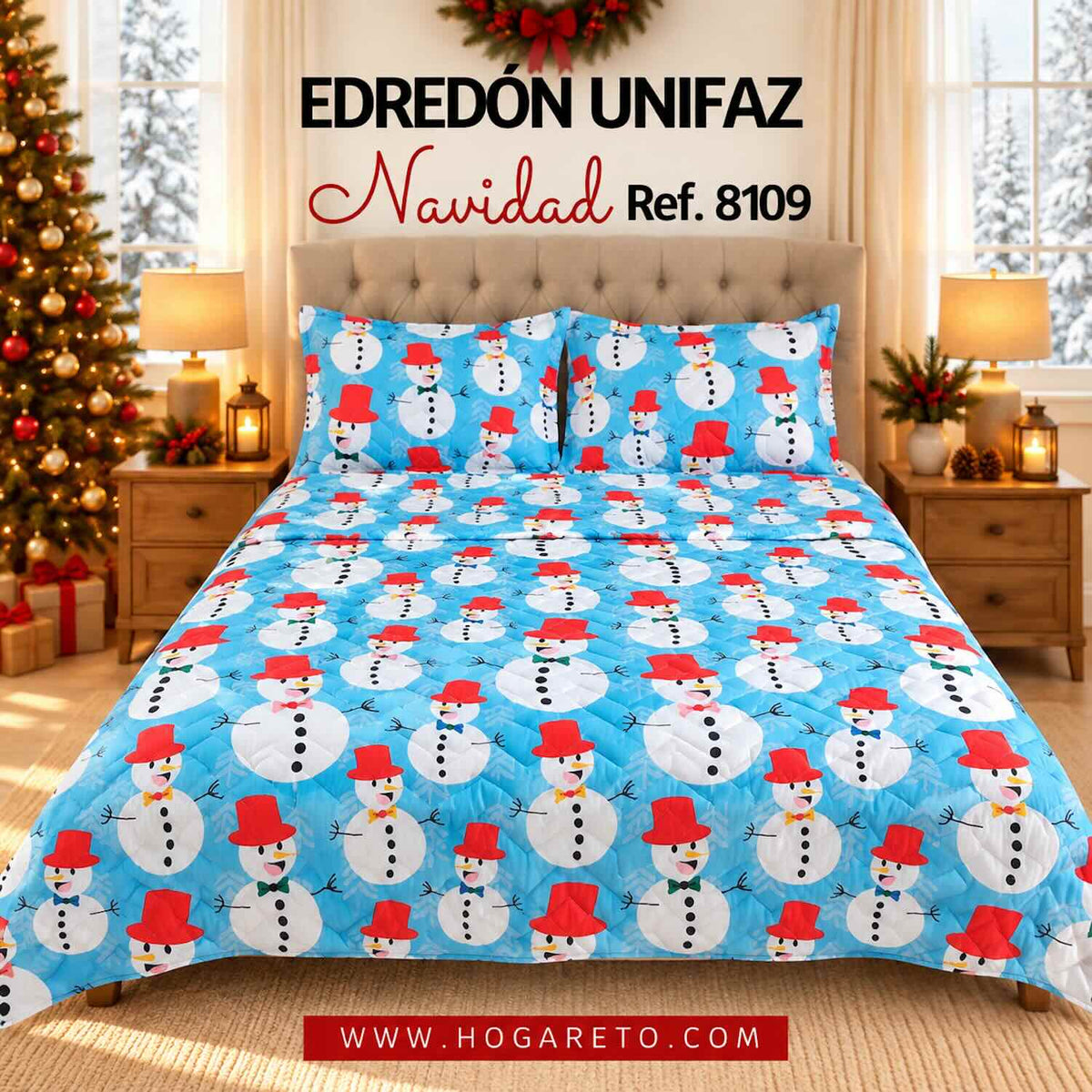 Edredón Navideño Unifaz Cama Doble 140x190cm 🎄