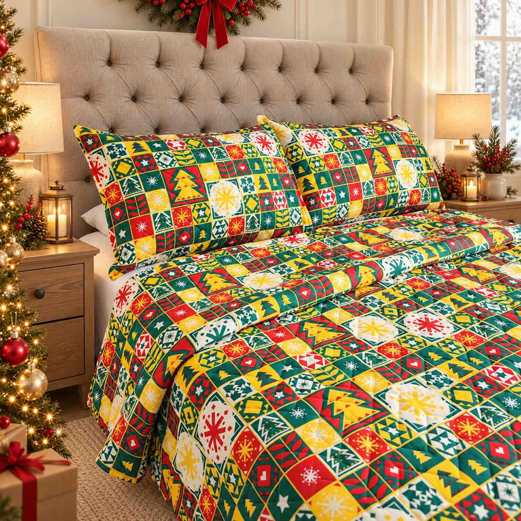 Edredón Unifaz Navideño Cama Doble 140x190cm 🎄 Tradición
