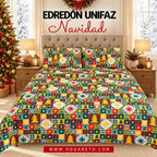 Edredón Unifaz Navideño Cama Doble 140x190cm 🎄 Tradición