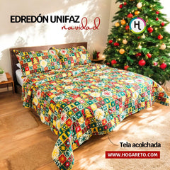 Edredón Unifaz Navidad Cama Doble 140x190cm Colores 8112