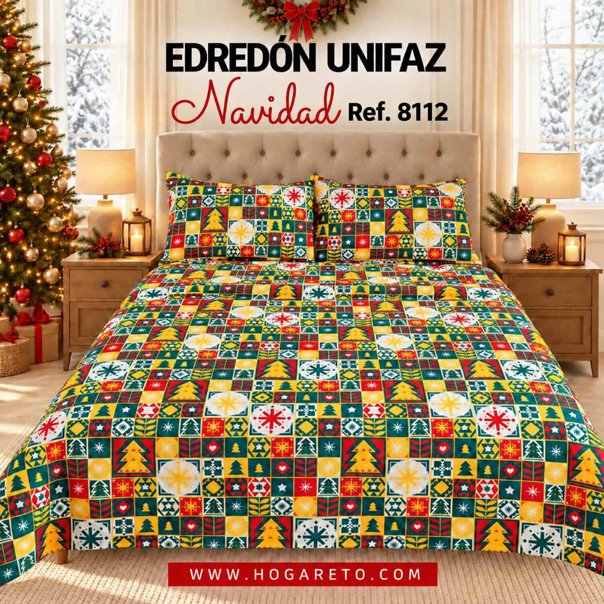 Edredón Navideño Unifaz Cama Doble 140x190cm 🎄