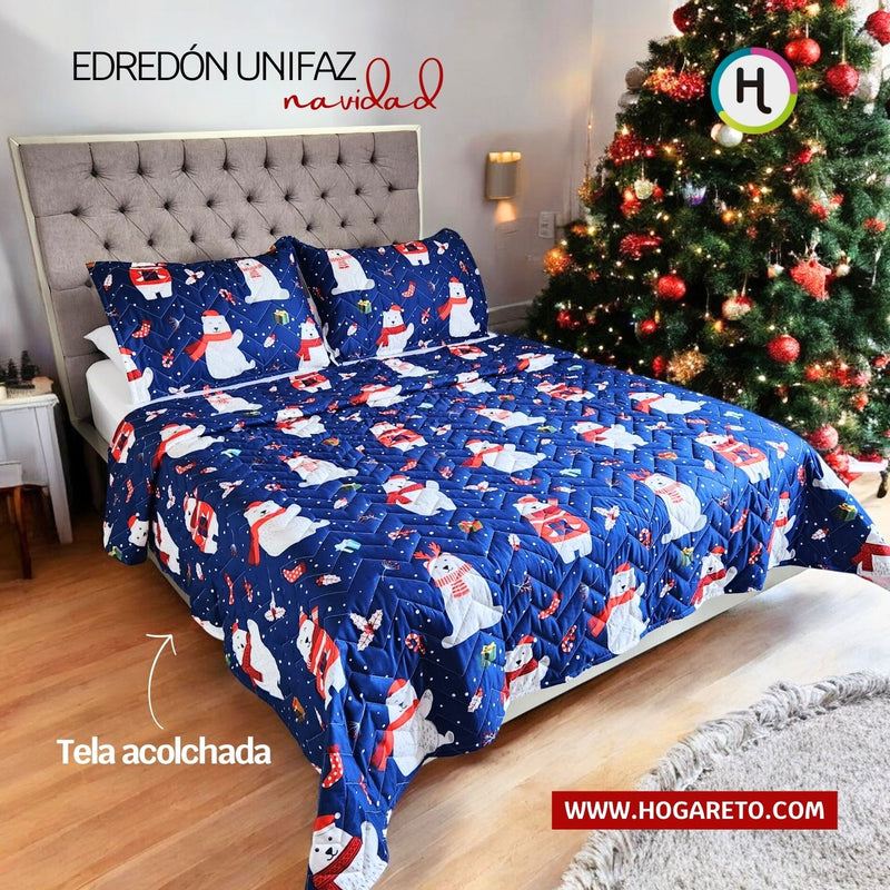 Edredón Unifaz Navidad Cama Doble 140x190cm Polar 8114