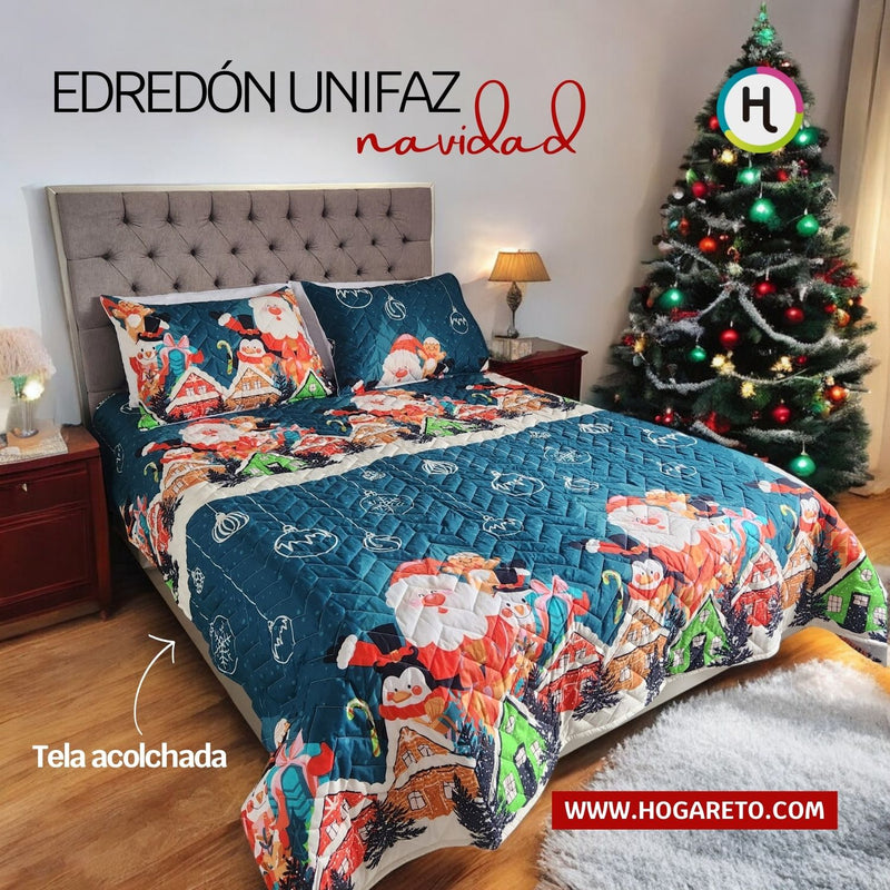 Edredón Unifaz Navidad Cama Doble 140x190cm Noel 8115