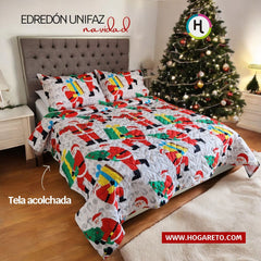 Edredón Unifaz Navidad Cama Doble 140x190cm Noel Blanco 8116