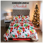 Edredón Unifaz Navidad Cama Doble 140x190cm 🎄